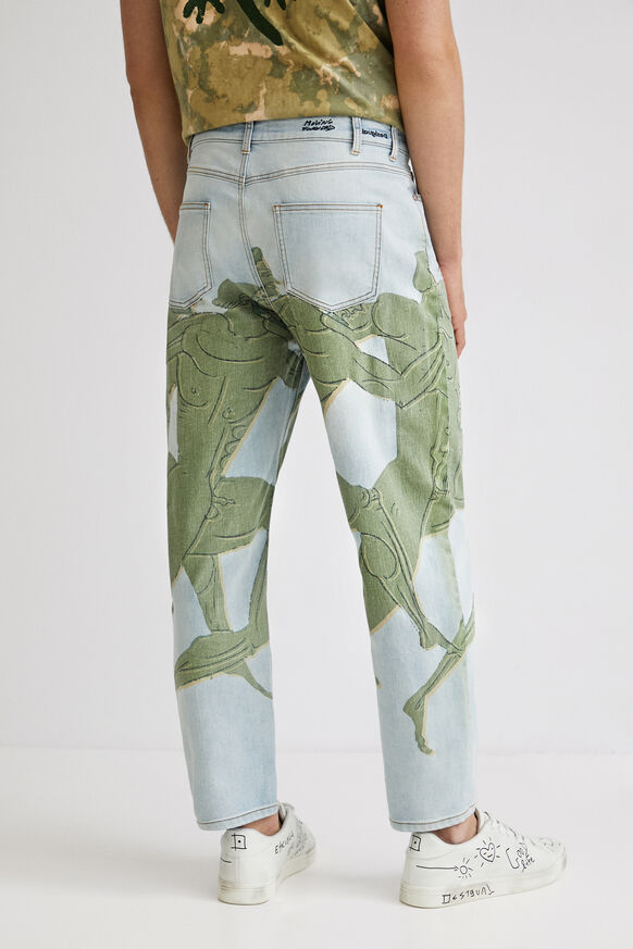 Greek print straight jeans | Desigual.com