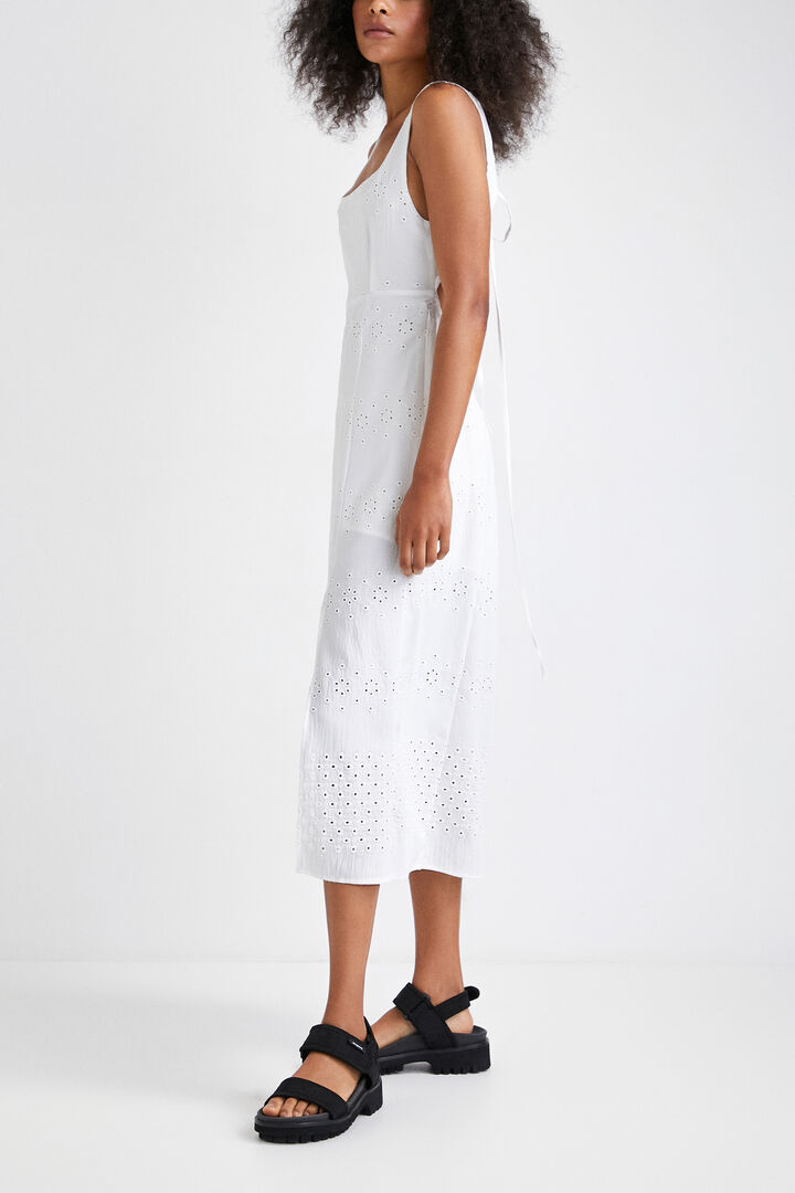 Vestido largo bordado inglés | Desigual