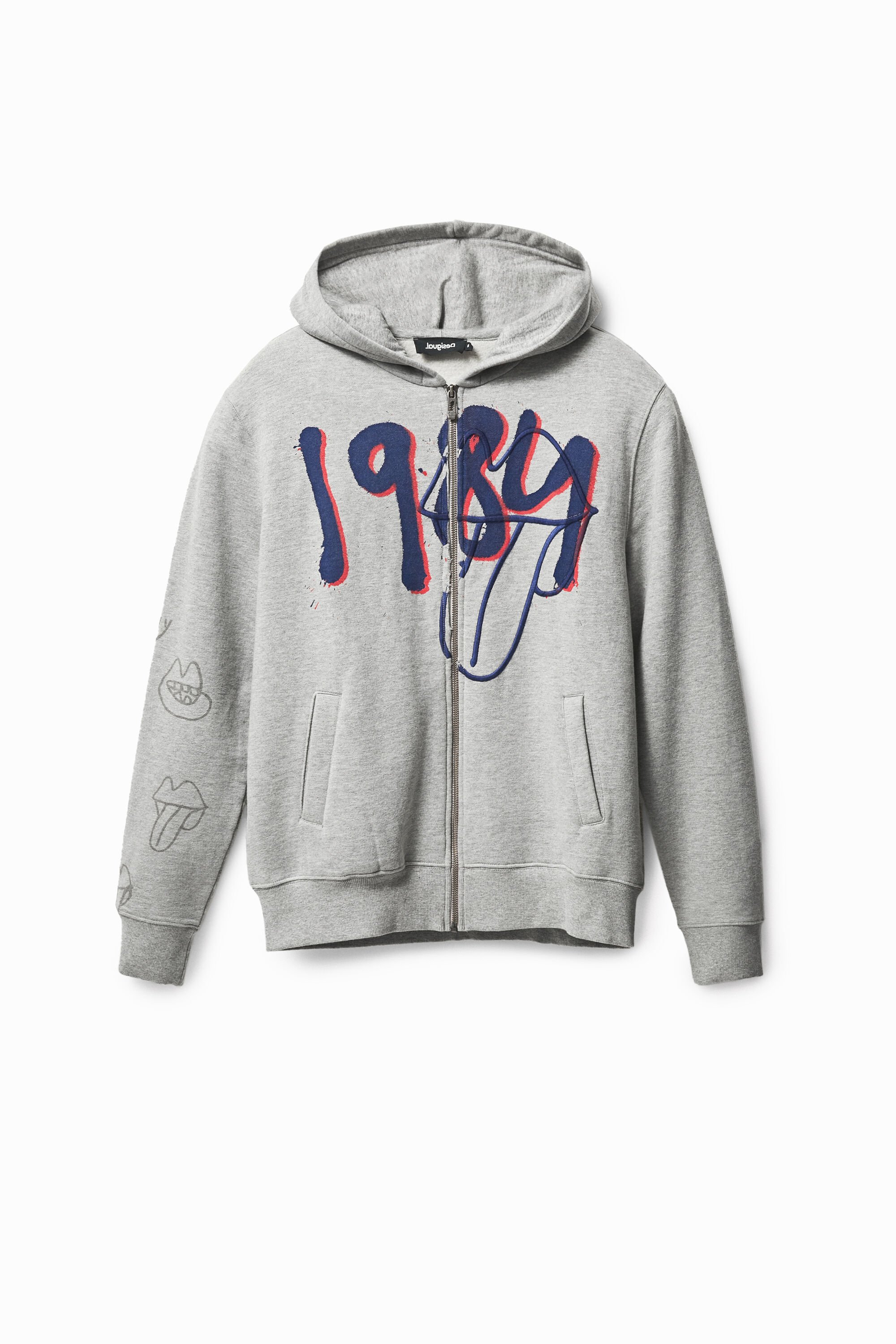 Kapuzen-Sweater mit Aufdruck und Stickerei
