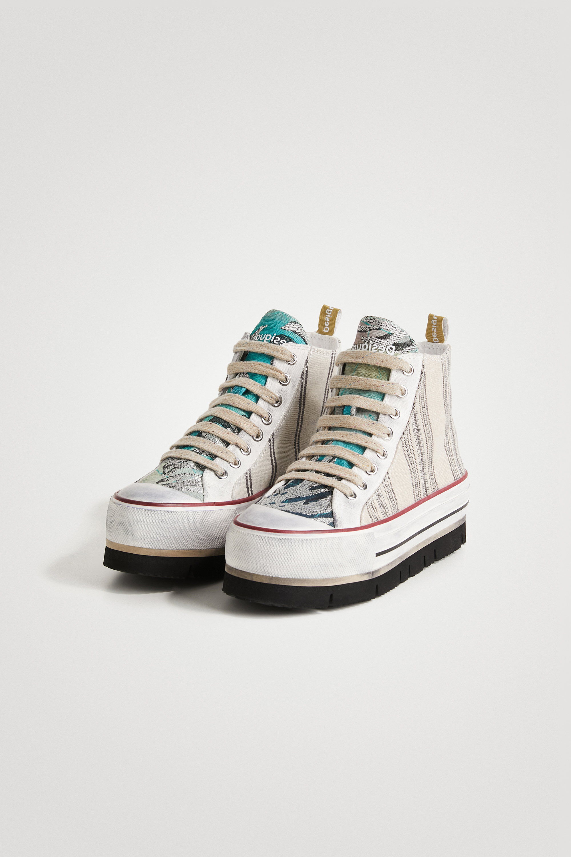 Striped high top platform sneakers
