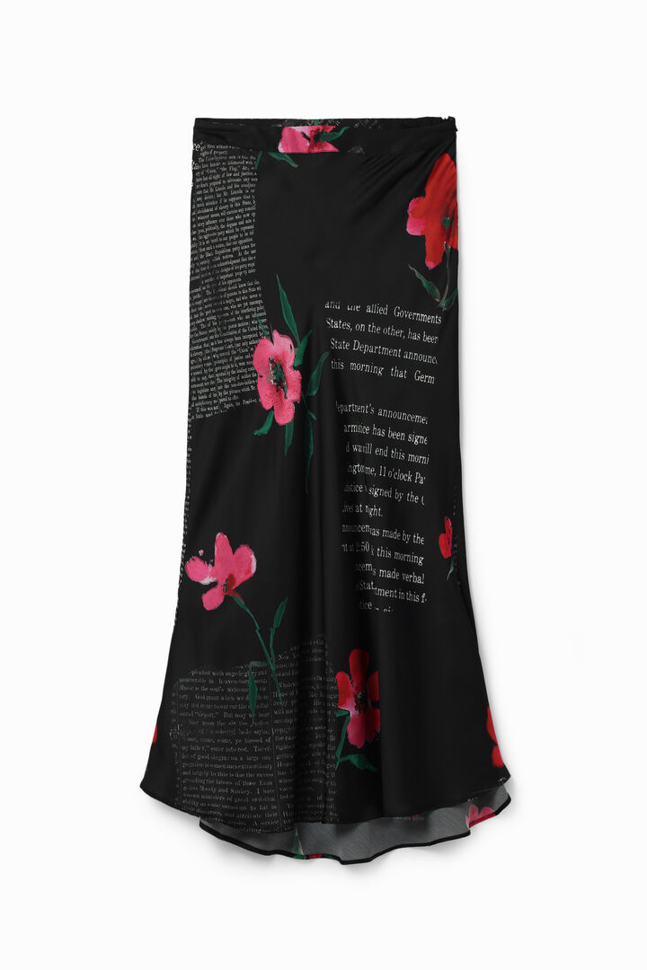 Text slip midi skirt