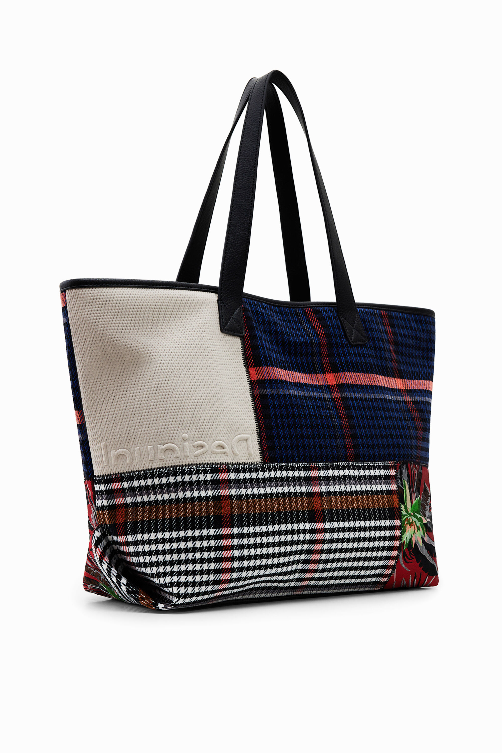 Tartan patchwork shopper bag