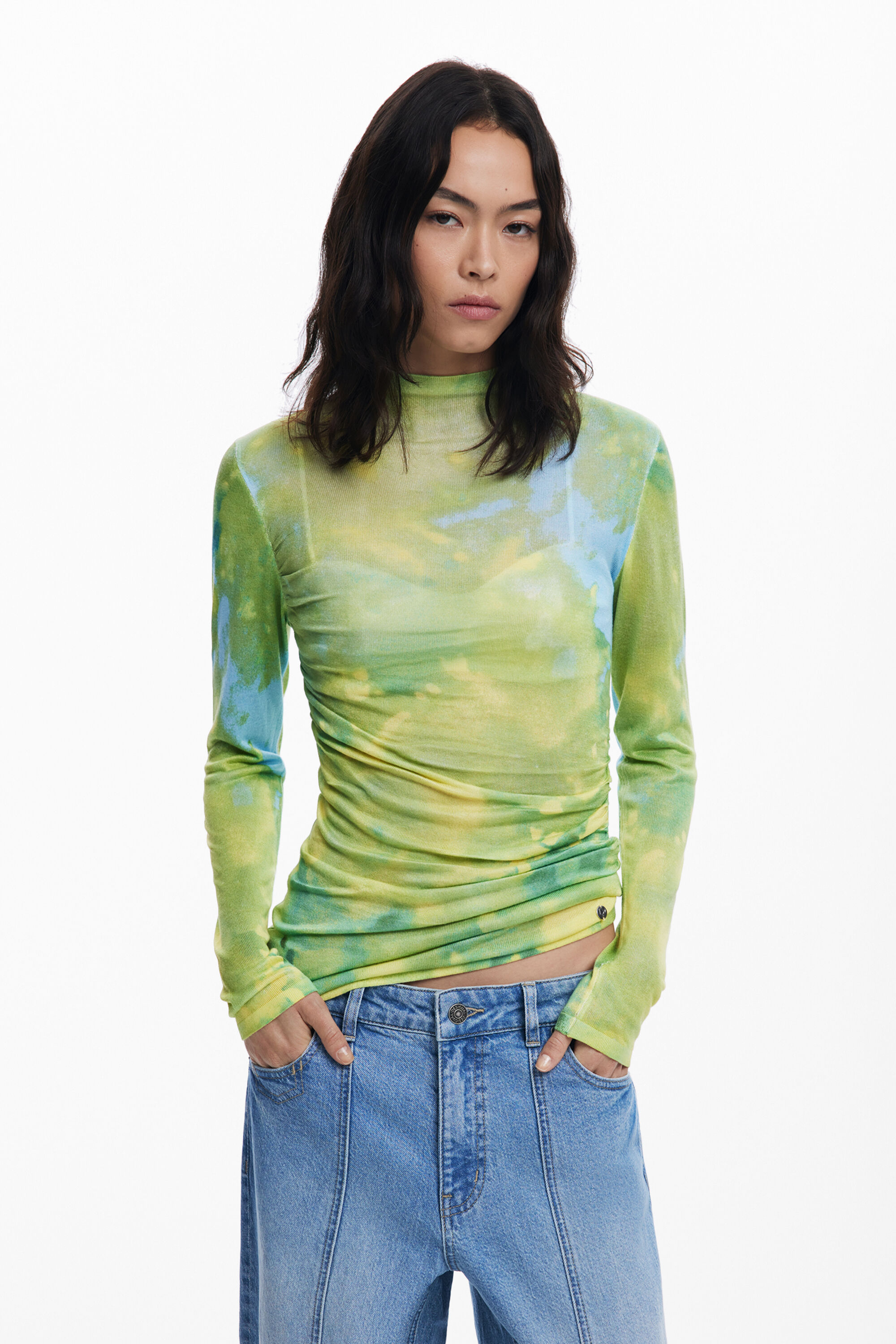 Pull fin drapé aquarelle - Desigual - Modalova