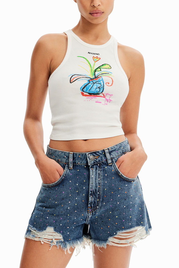 Studded denim shorts | Desigual