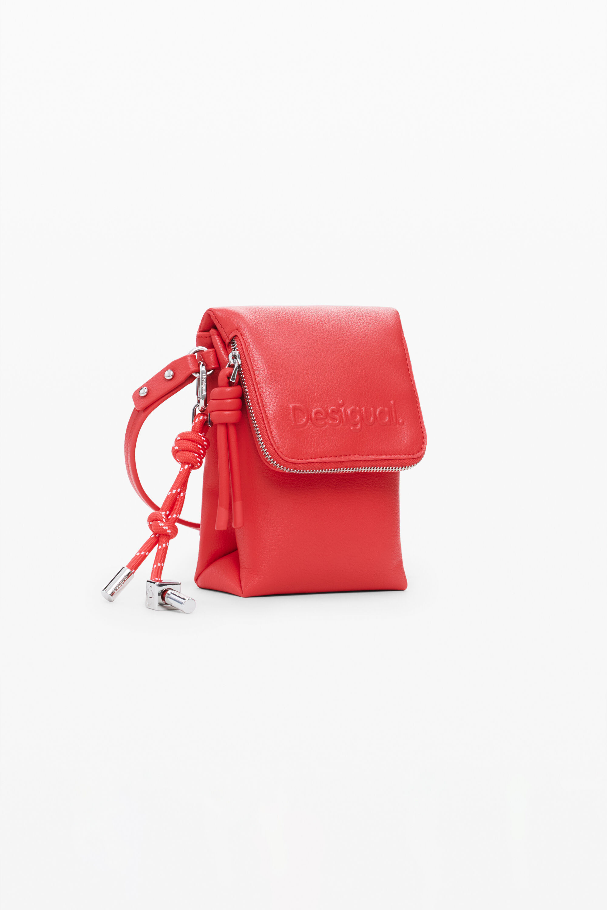 Desigual Leather-effect Mobile Phone Holder-wallet In Orange