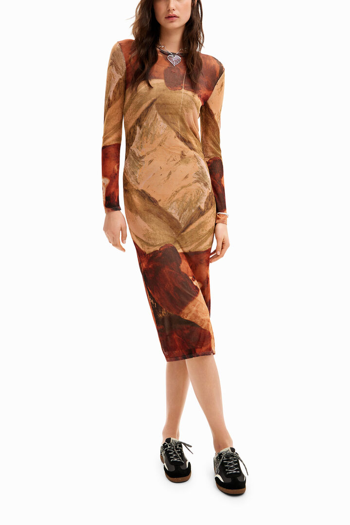 Robe midi maille paysage | Desigual