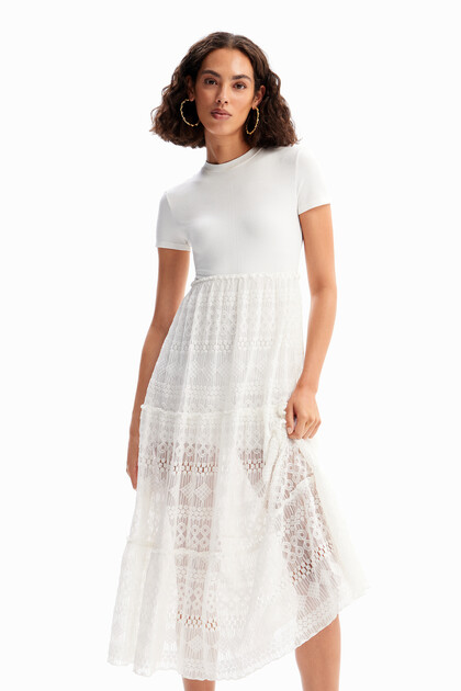 Combination tulle midi dress