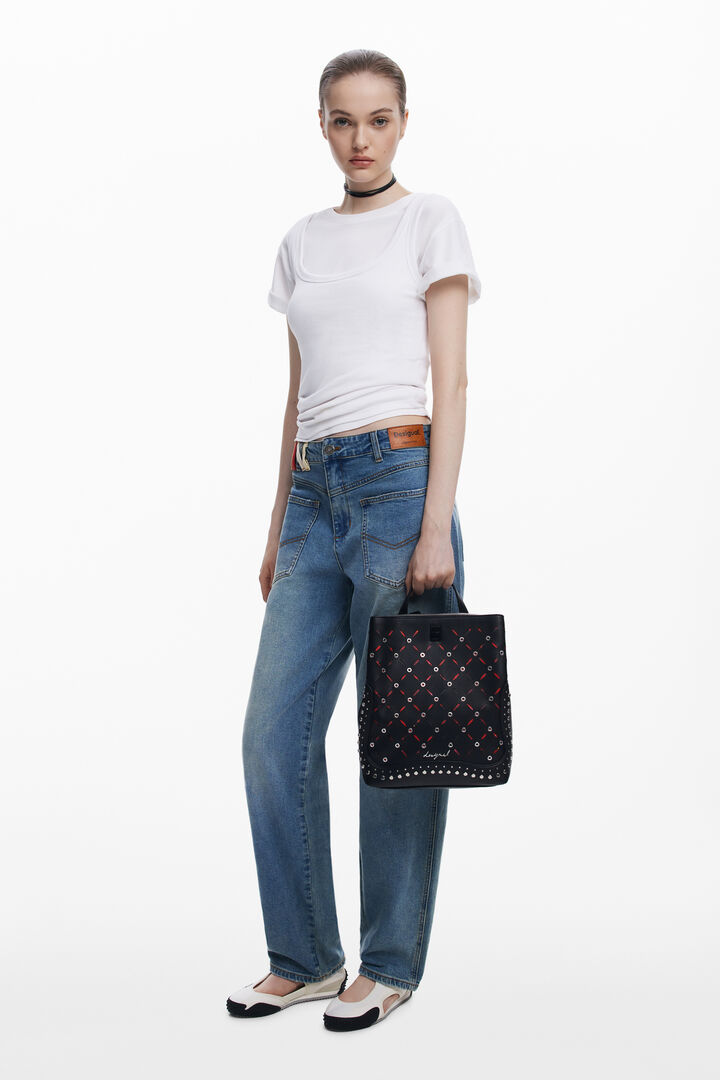 Mochila calados tachuelas pequeña | Desigual