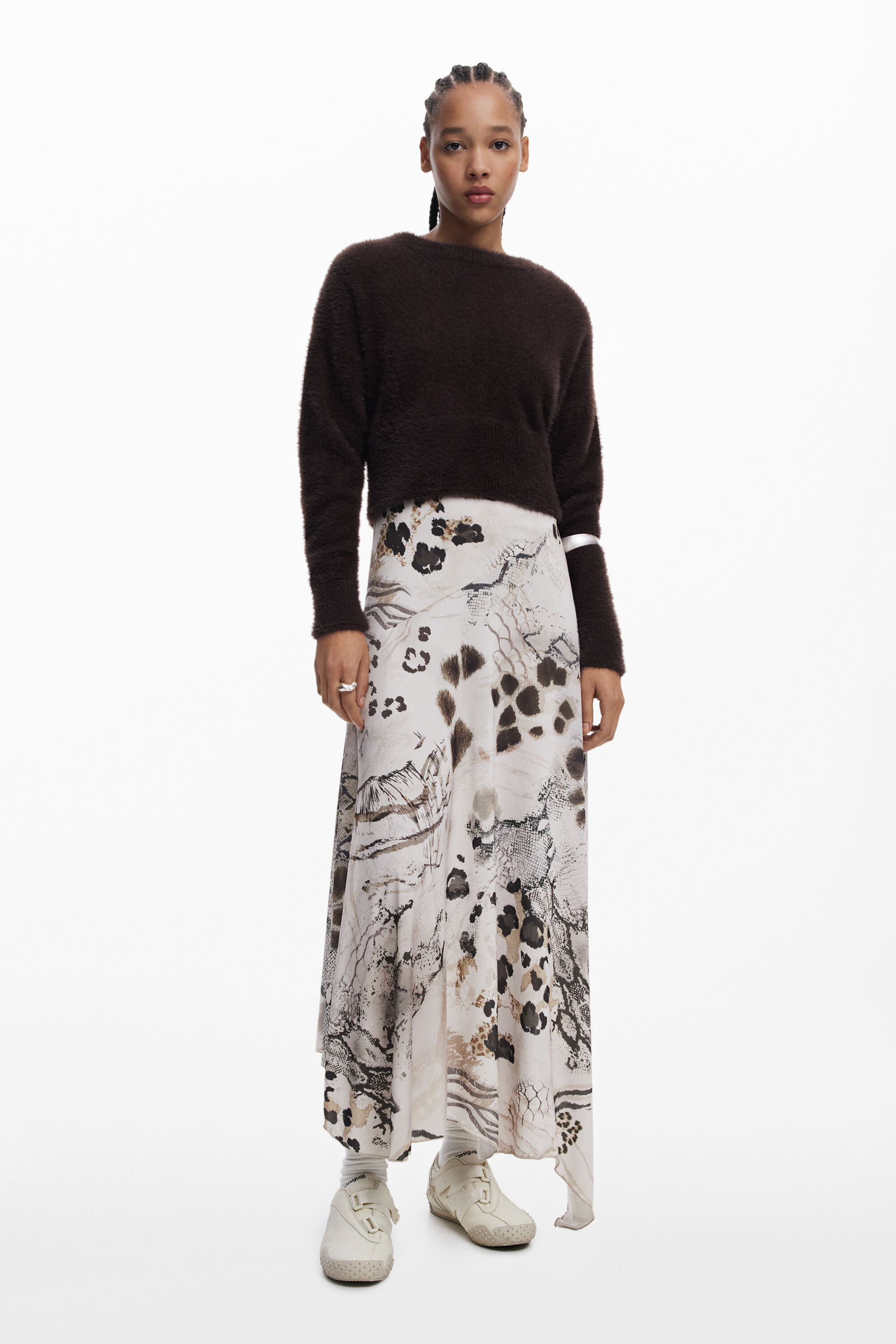 Desigual Animal Print Dress In Brown