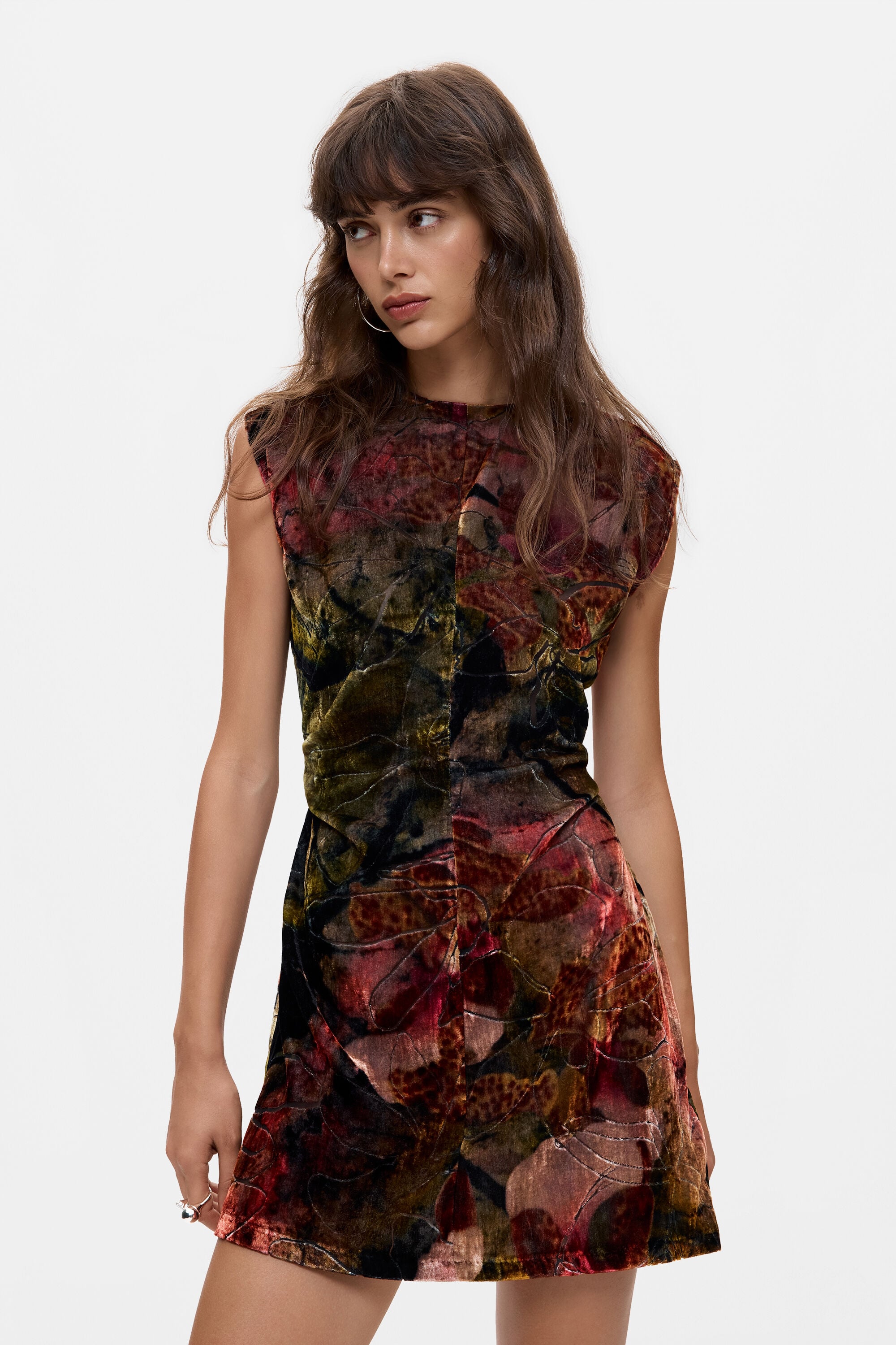 Vestido Terciopelo Floral M. C. Lacroix, Mujer, Rojo,