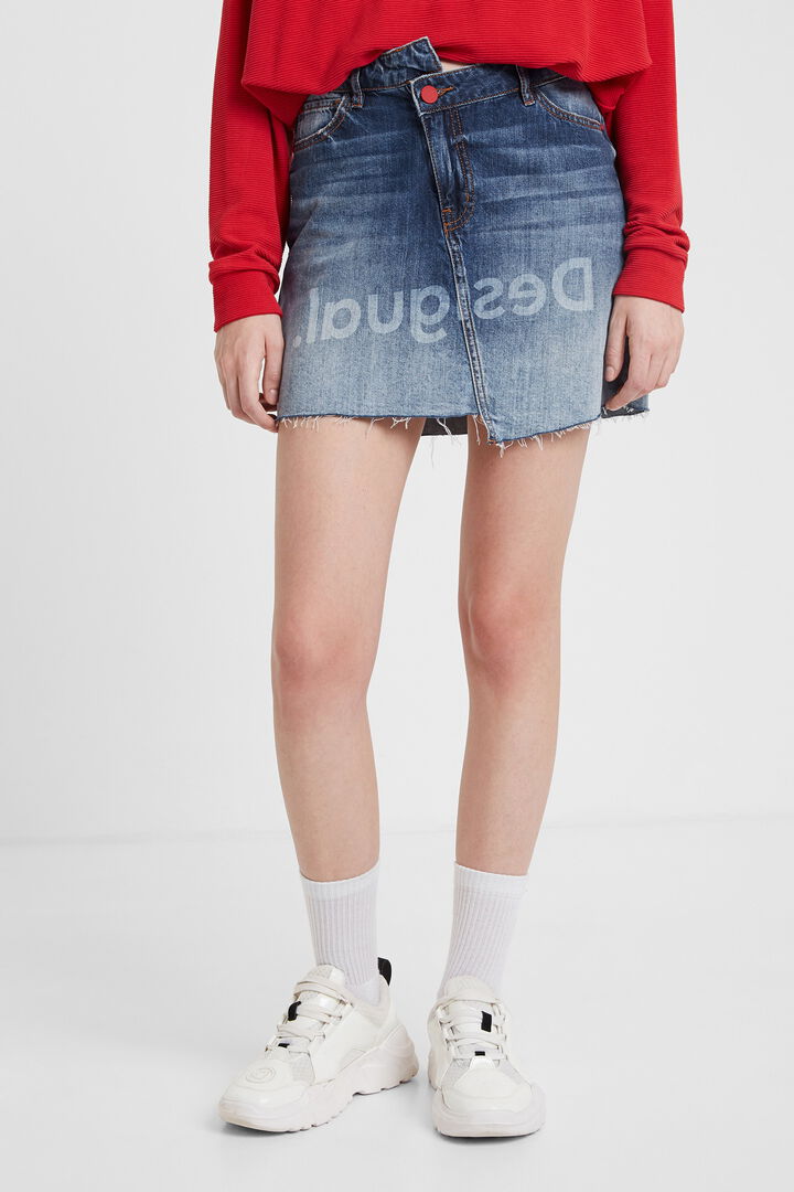 Asymmetric denim mini-skirt | Desigual