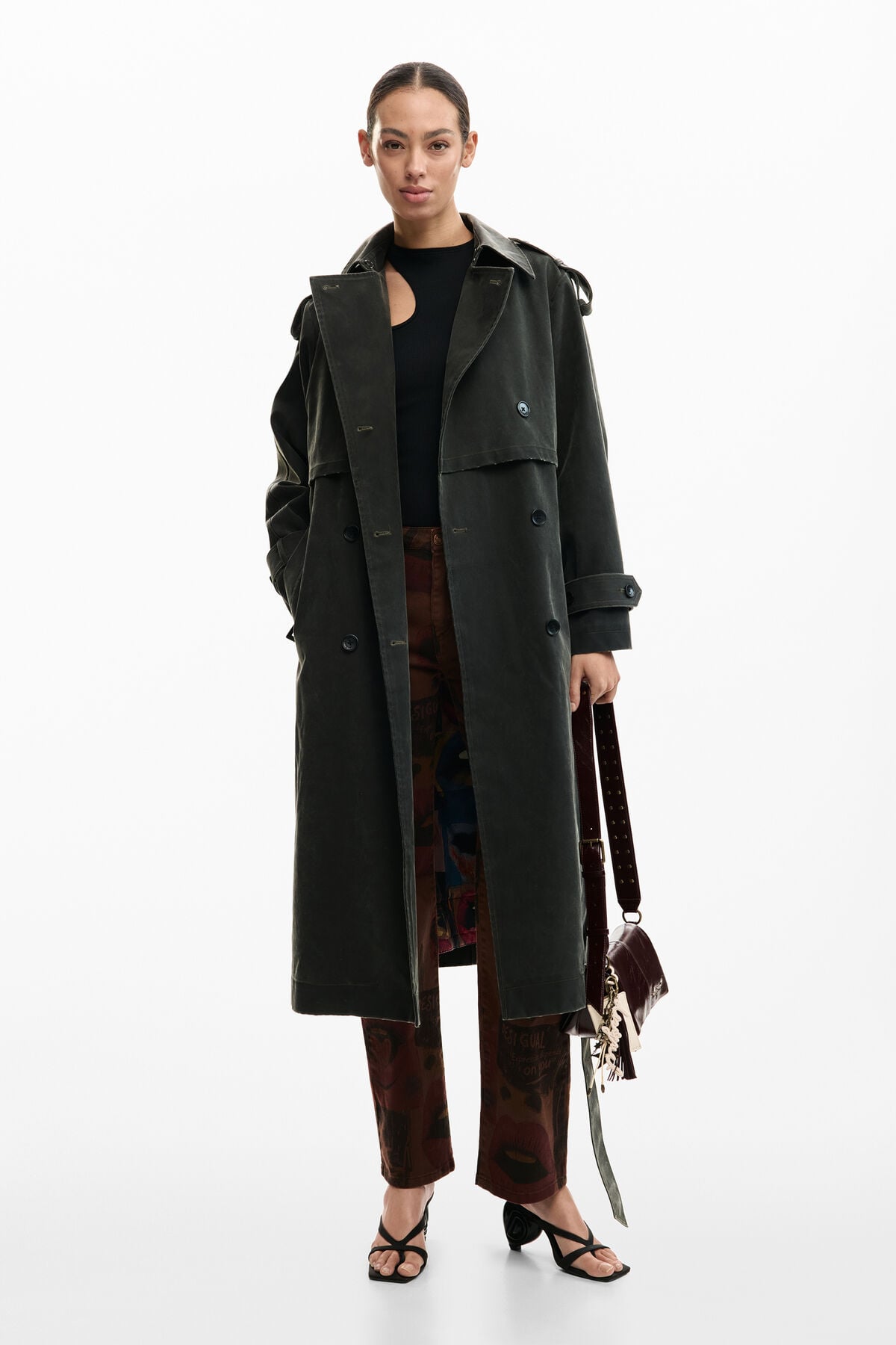 Trench Coat Suede Effect gray Women