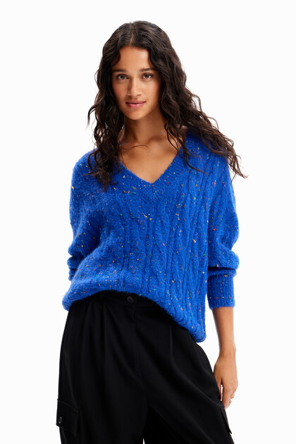 ケーブル編み オーバーサイズセーター