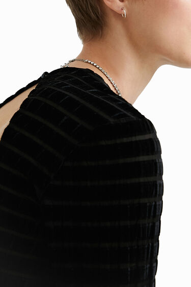 Velvety striped slim bodysuit | Desigual