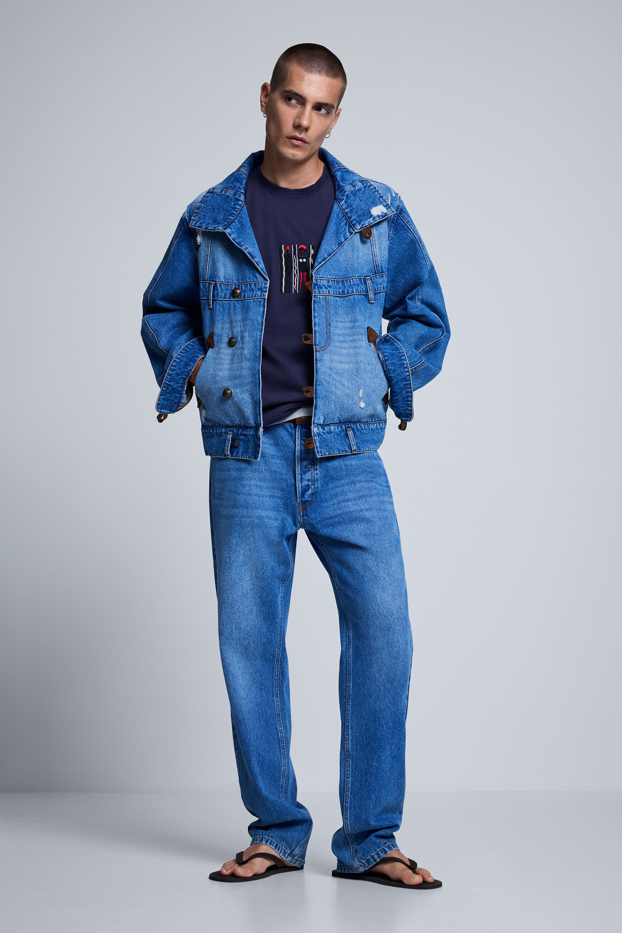 Desigual, Pantalón Vaquero Combinado, Hombre, Algodon, Azul
