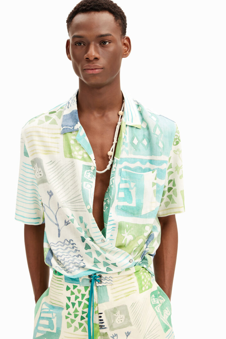 Short-sleeved shirt with watercolor print. | Desigual