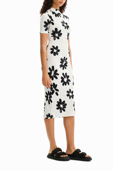 Vestit midi slim flors arty | Desigual