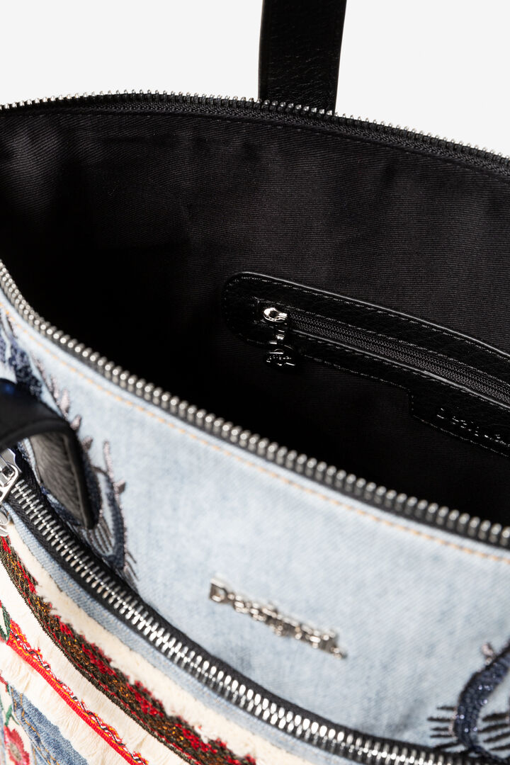 Patches red and denim shopping bag | Desigual