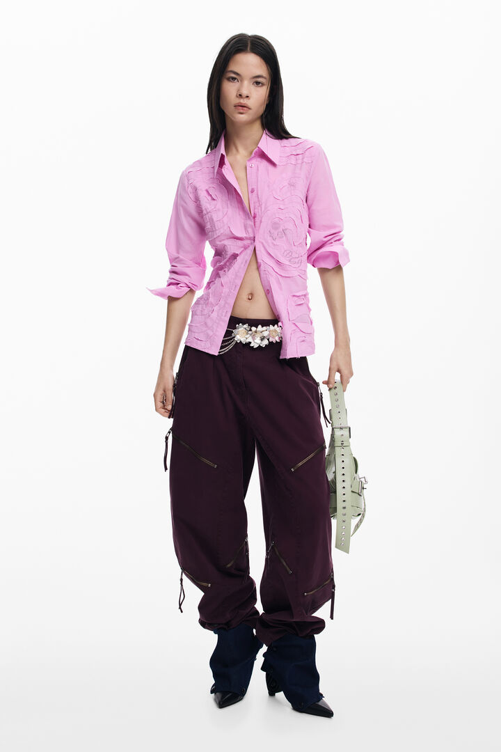 Shirt with wave embroidery | Desigual