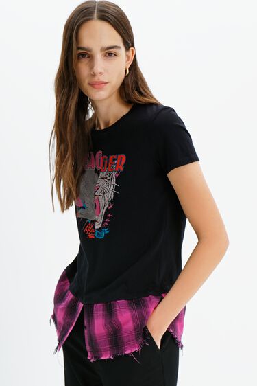 Camiseta doble capa rockera | Desigual