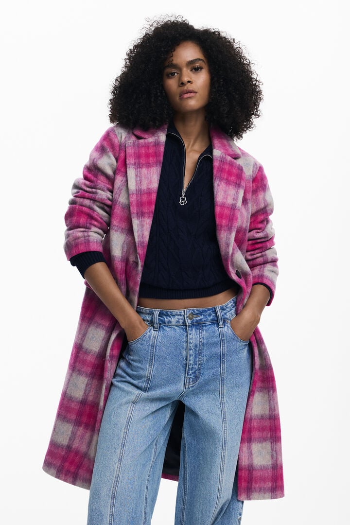 Manteau à carreaux rose | Desigual