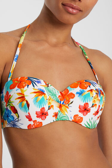 Floral tropical bandeau bikini bra | Desigual