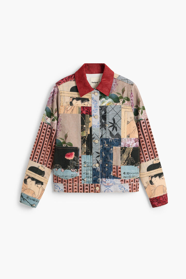 veste regular patchwork en coton