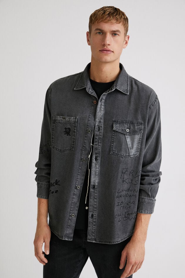 Denim shirt with messages