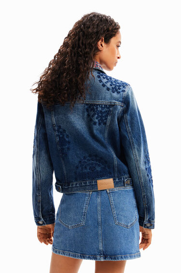 Swiss embroidery denim jacket | Desigual