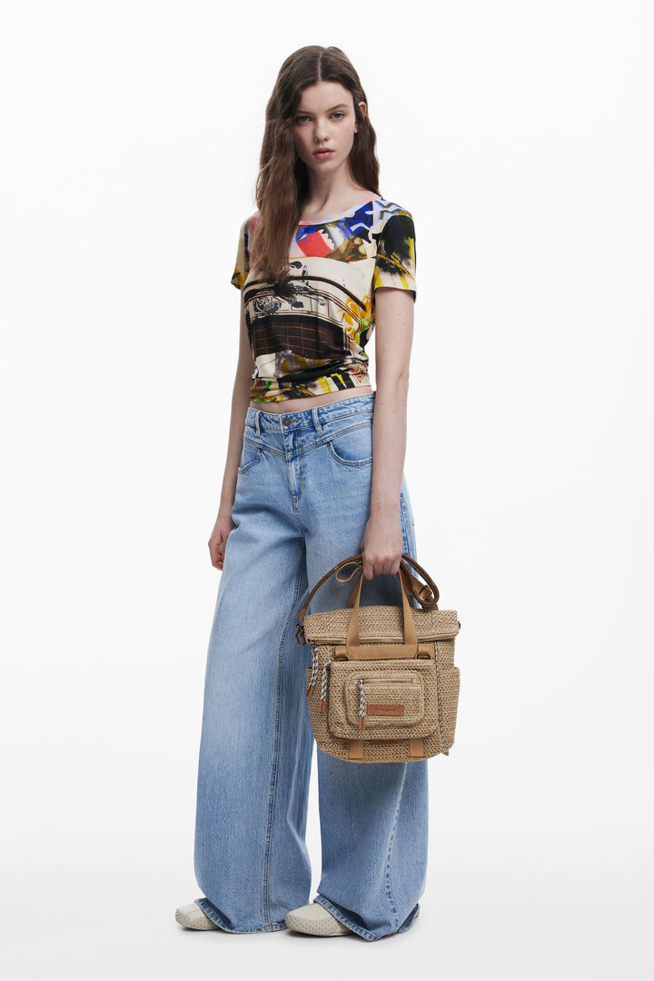 Mochila Voyager rafia mediana | Desigual