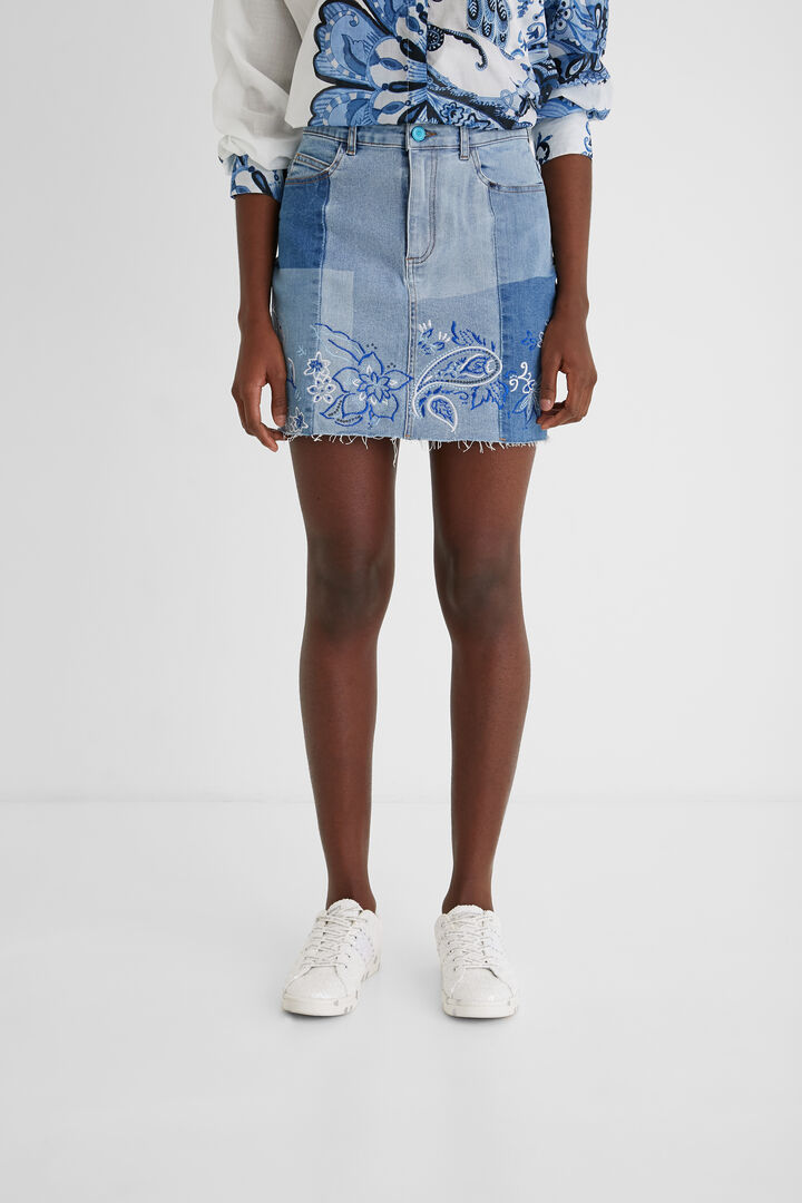 Falda corta vaquera paisley | Desigual