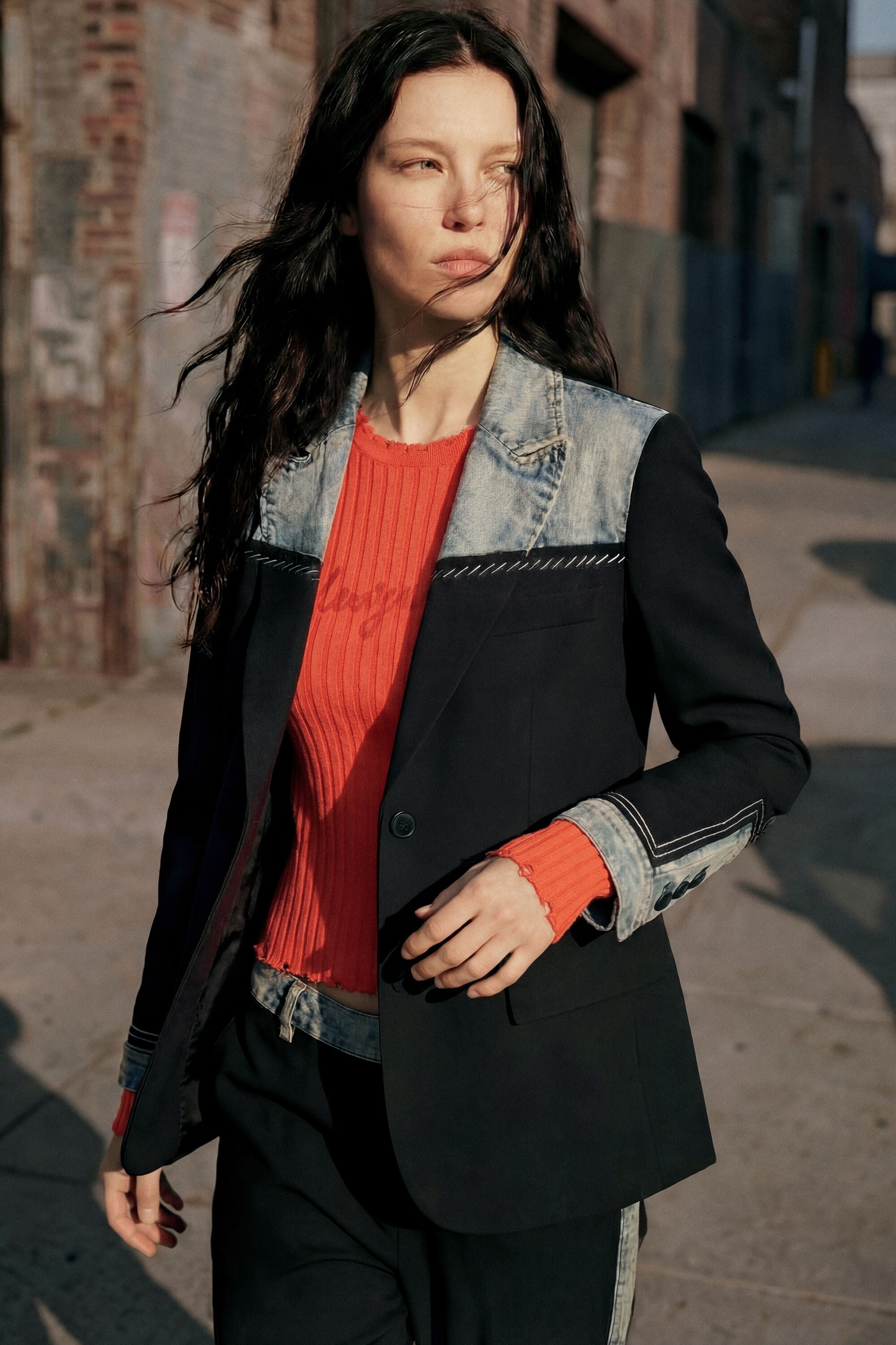Desigual, Bimaterial-blazer, Damen, Schwarz, XS