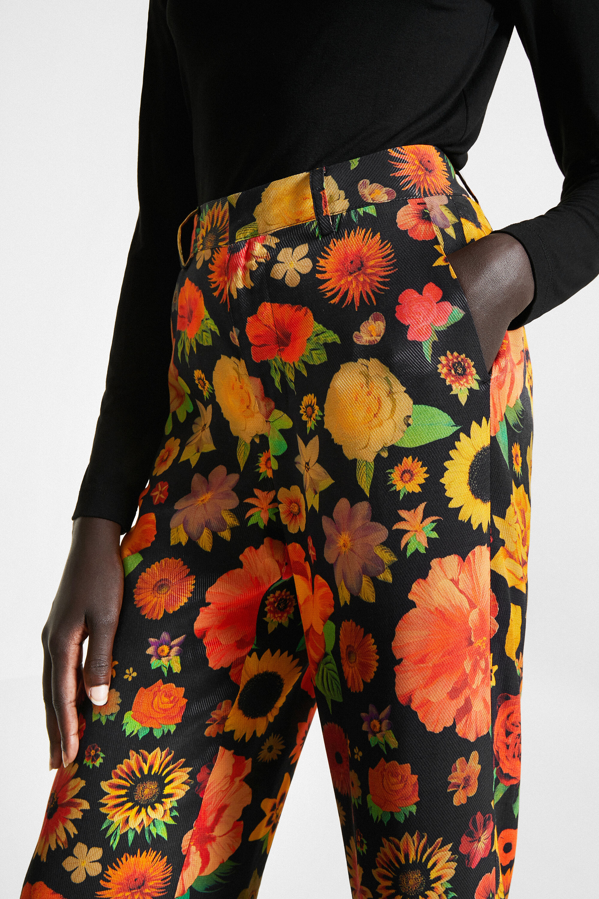 Flared floral trousers