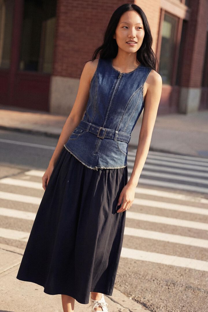 Denim combined dress