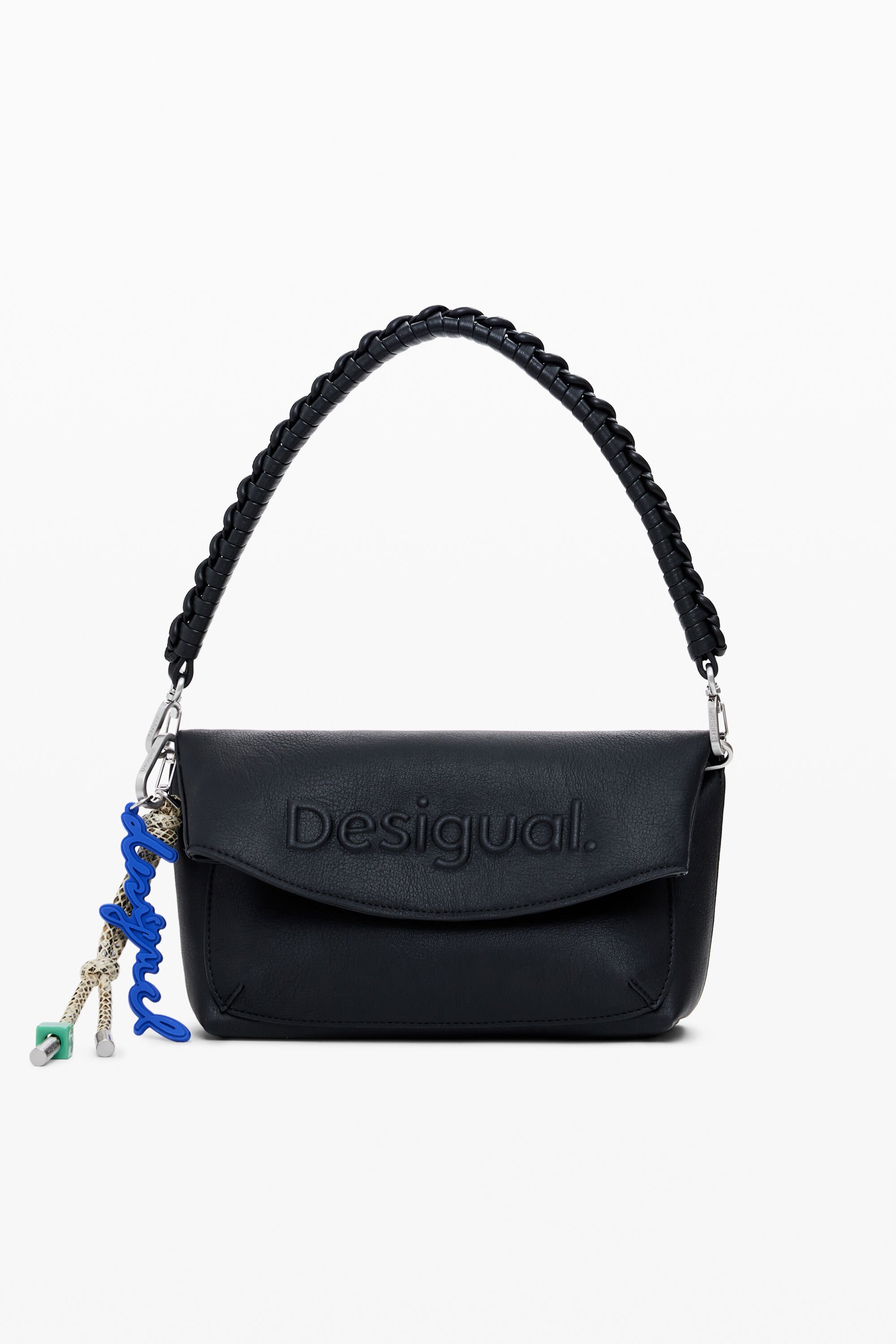 Desigual Middelgrote tas met 3D-logo en klep - BLACK