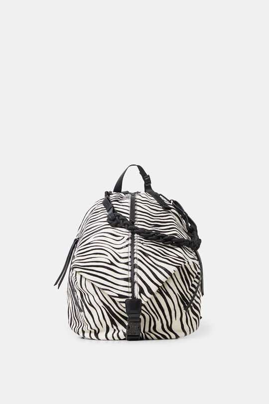 Zebra-print leather backpack