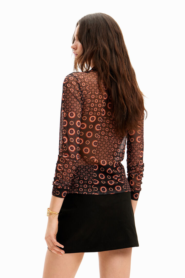T-shirt franzido patchwork
