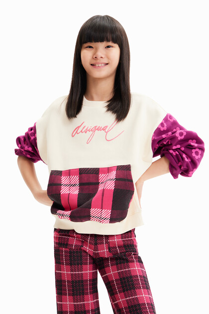 Floral plaid sweatshirt