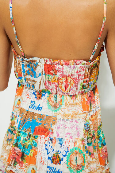 Kurzes Kleid Hawaii-Muster Lurex | Desigual