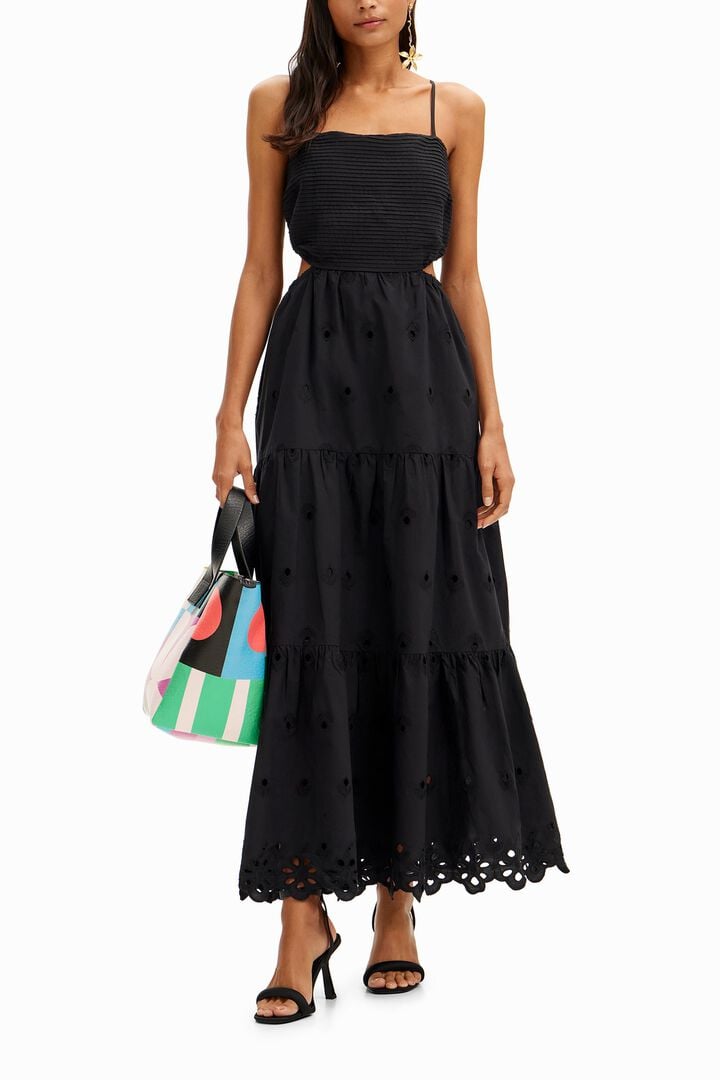 Vestido largo bordados cut-outs | Desigual