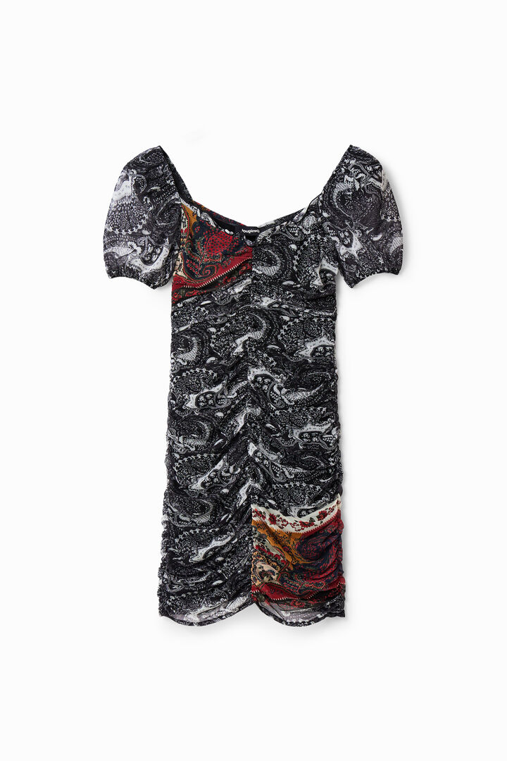 Vestit curt frunzit paisley | Desigual