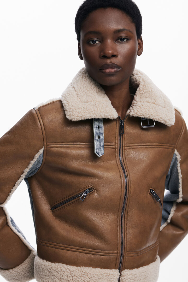 Veste combinée en peau lainée | Desigual