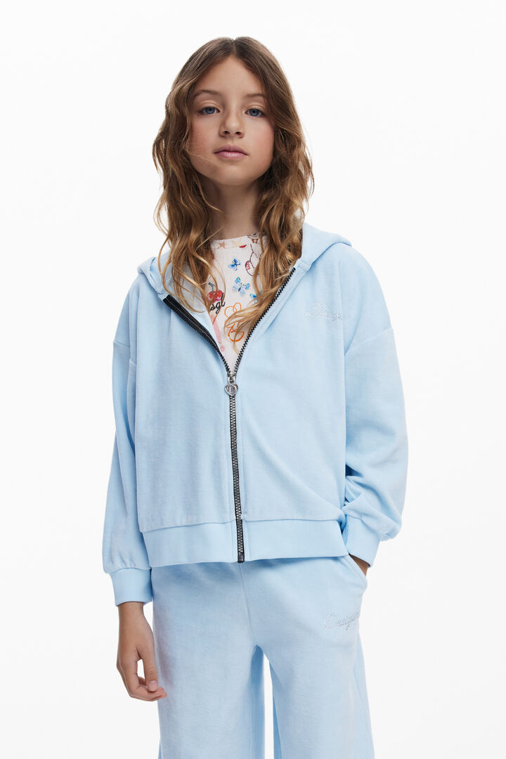 Hoodie with ears and strass logo | Desigual