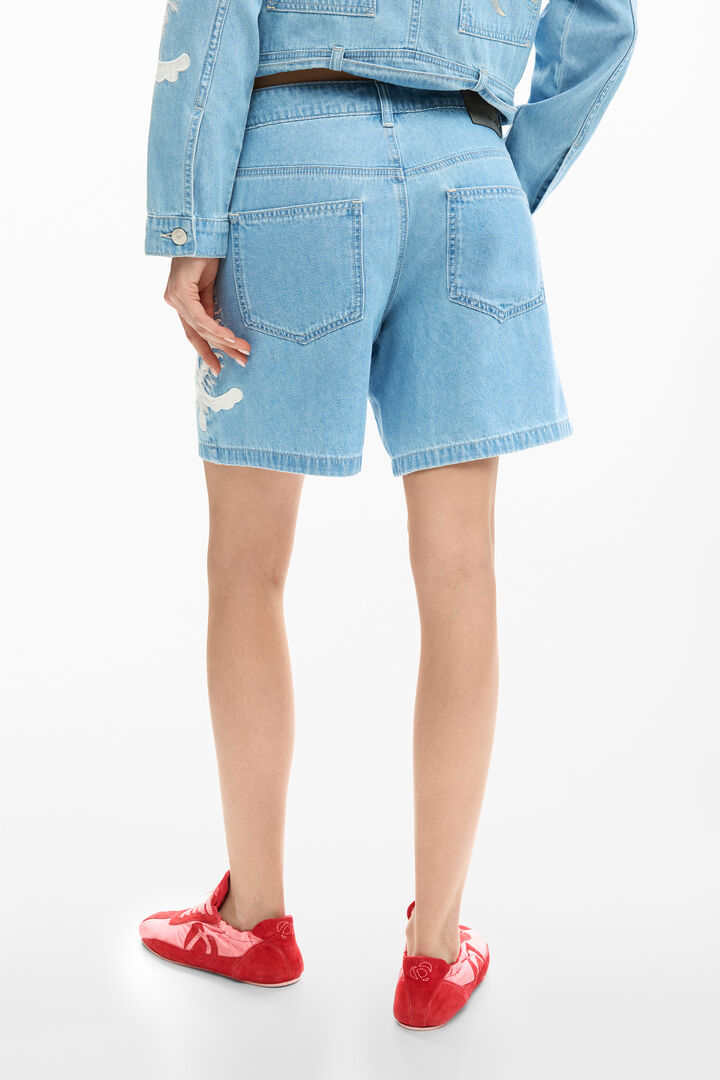 Denim Bermuda shorts with embroidery | Desigual