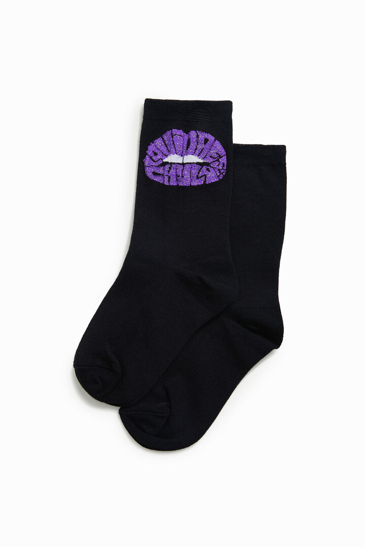 Metallic-effect plain lip socks | Desigual