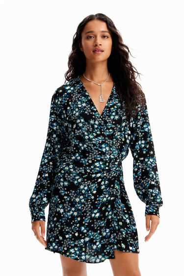 Vestit curt creuat flors | Desigual