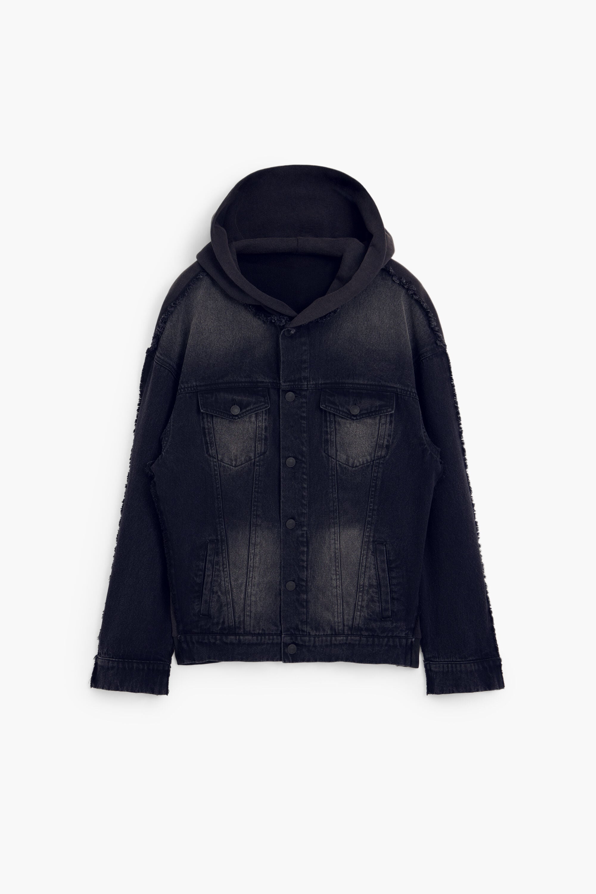 Chaqueta denim combinada, Algodon, Negro, M