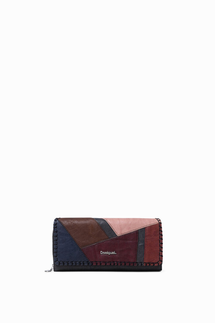 Rectangular coloured leather patch coin purse | Desigual
