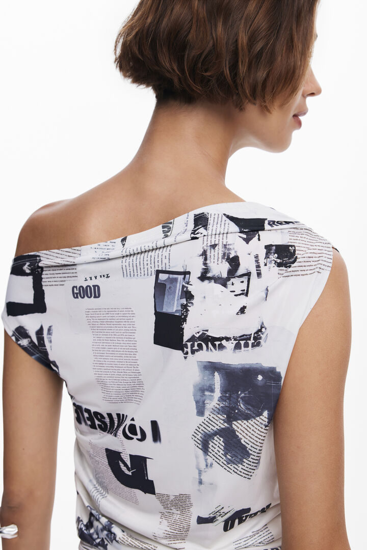 Draped newspaper T-shirt | Desigual