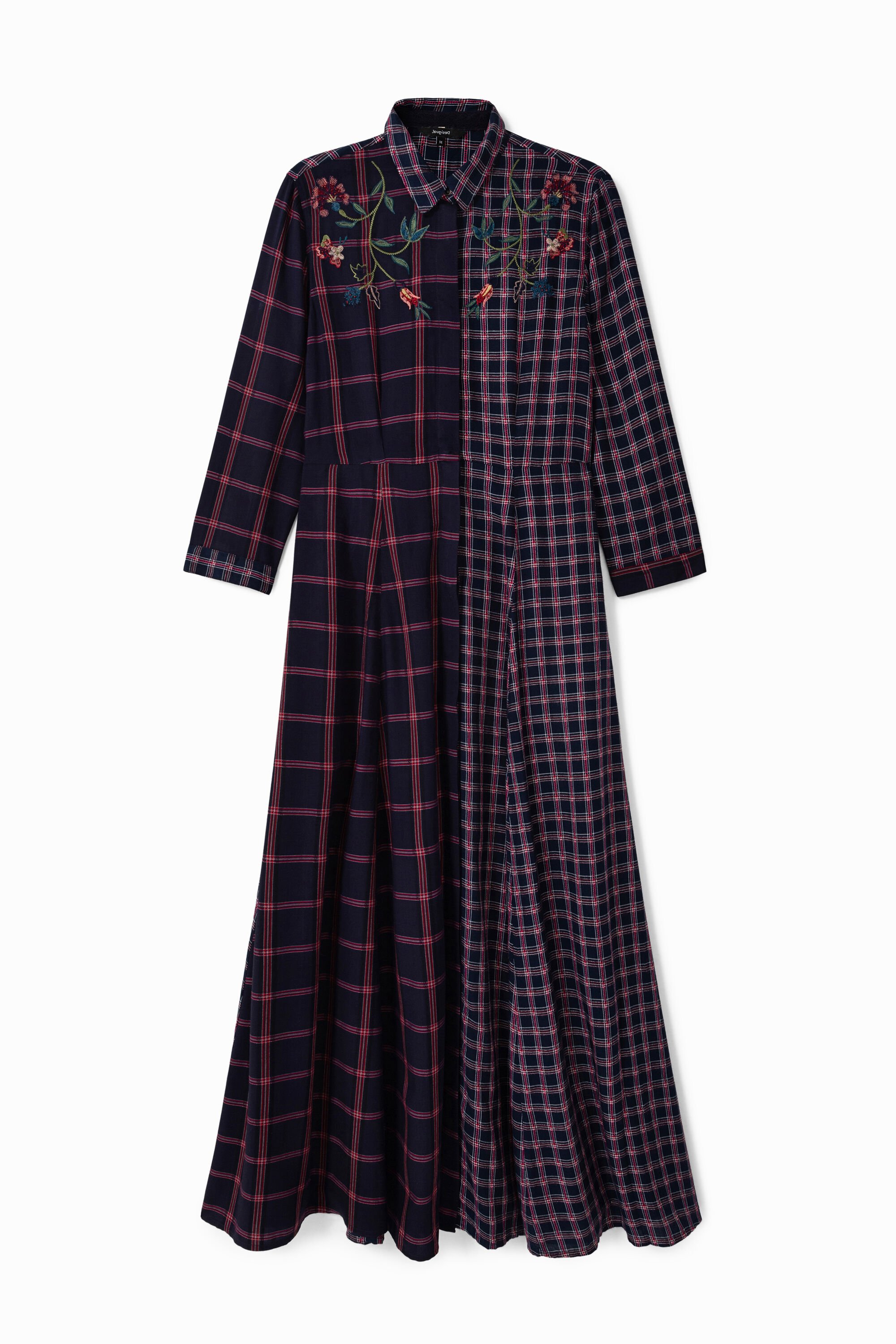 Langes Hemdblusenkleid aus Tartan